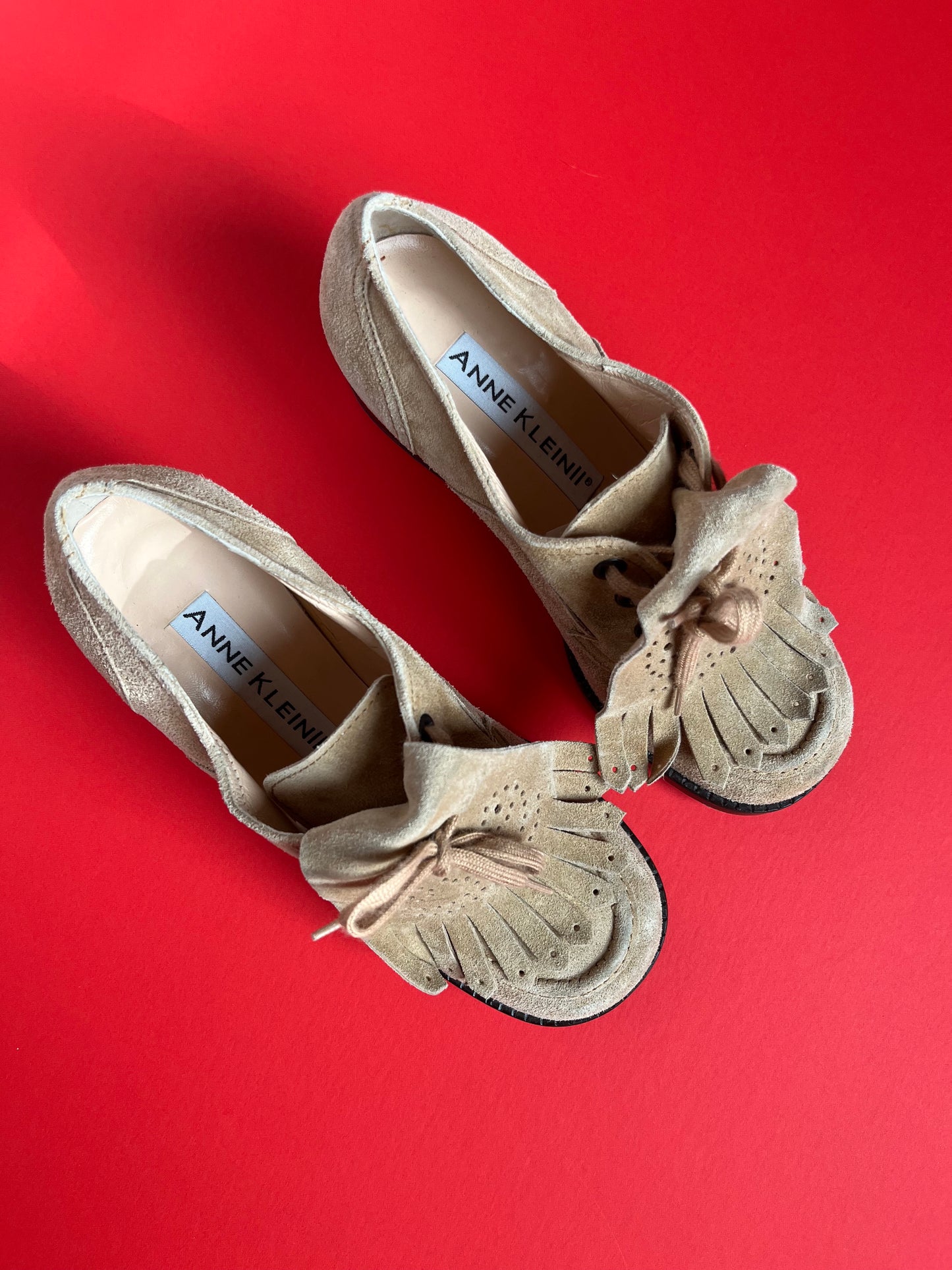 Vintage Anne Klein II Suede Oxford Heels Size 6.5W
