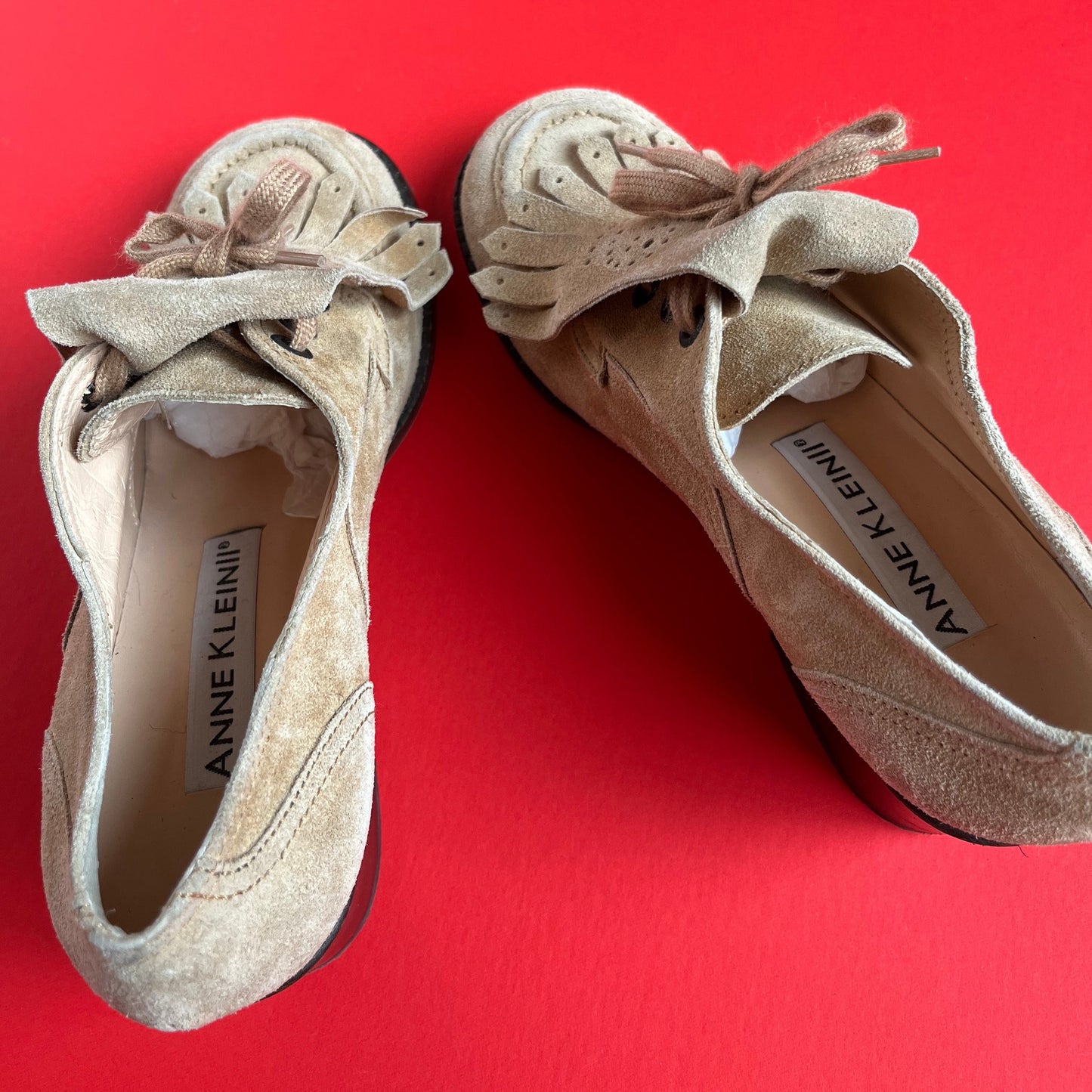 Vintage Anne Klein II Suede Oxford Heels Size 6.5W