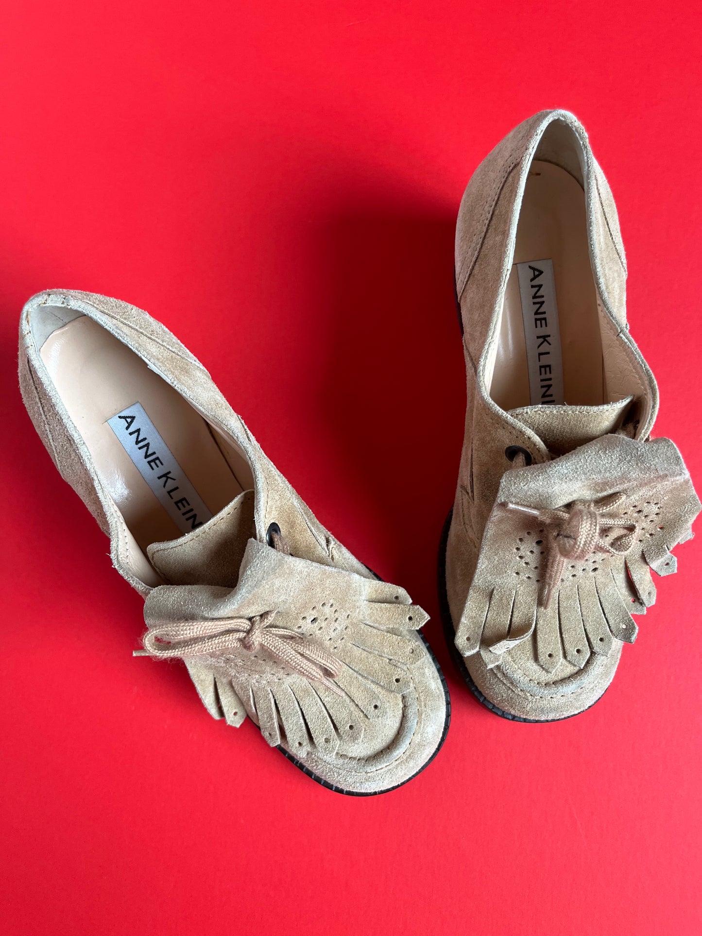 Vintage Anne Klein II Suede Oxford Heels Size 6.5W