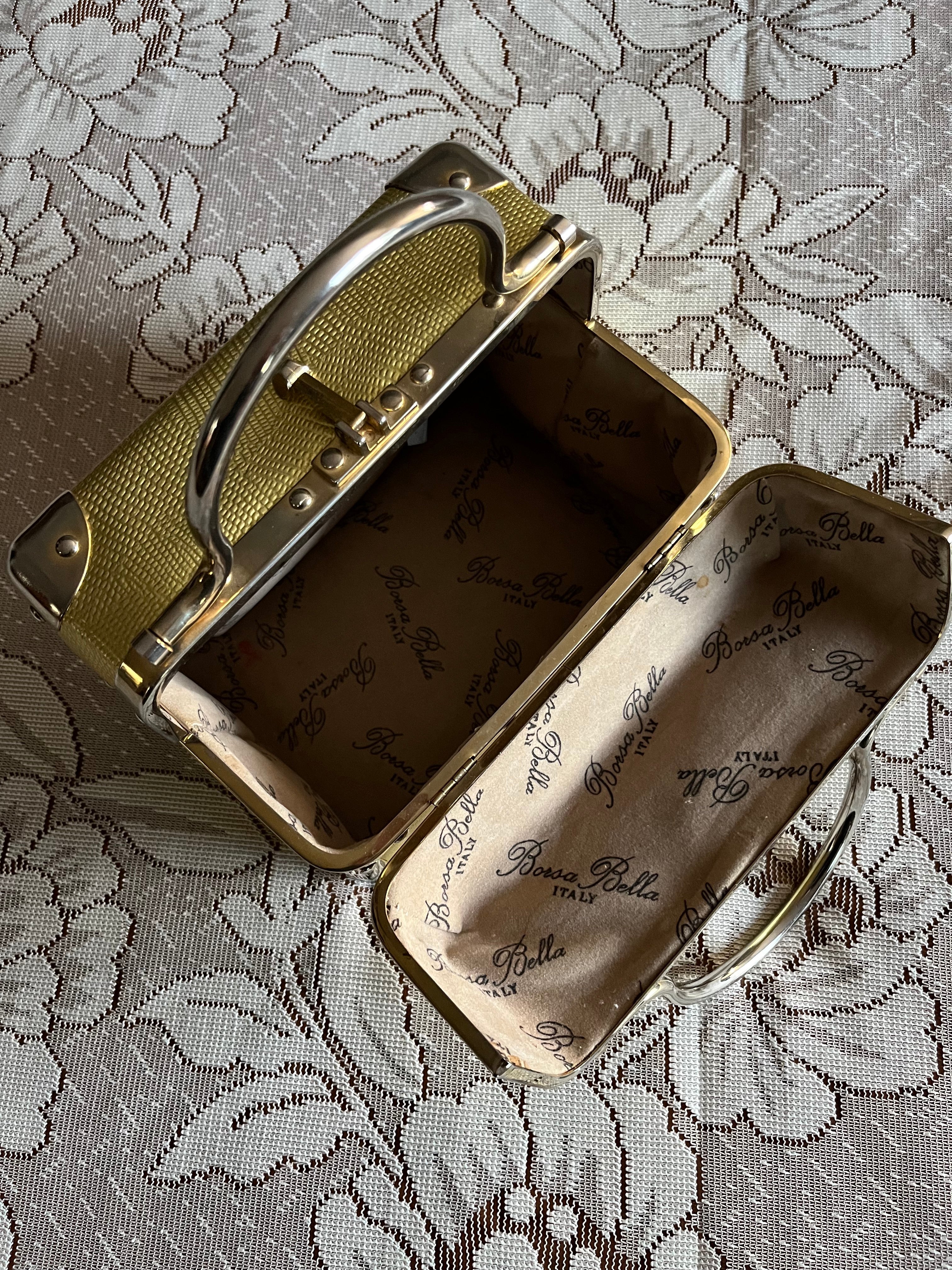 Vintage Gold Borsa Bella Box Purse Made in Italy Wild Finds Vintage