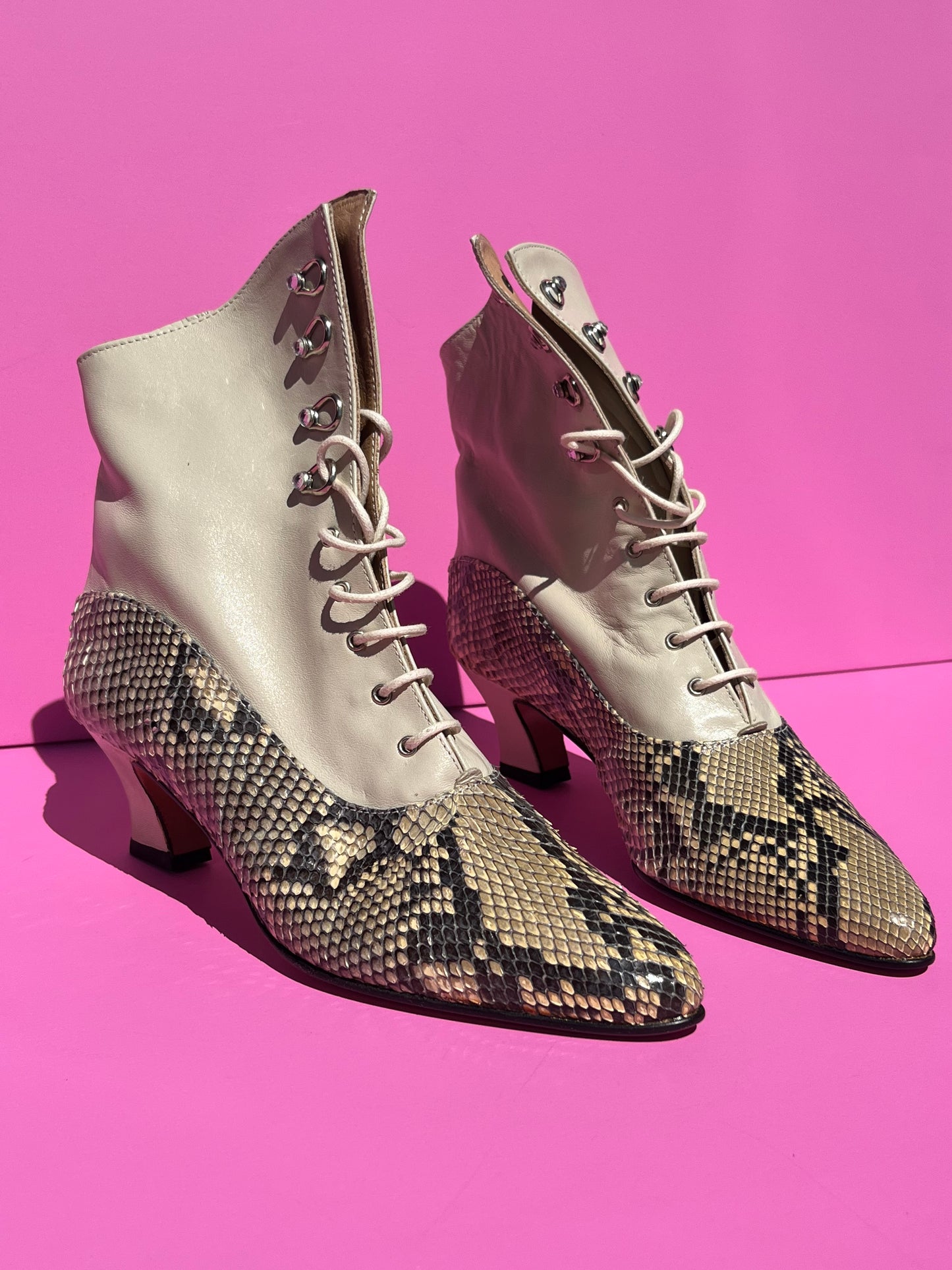 Vintage Victorian Style Genuine Snake Skin Booties