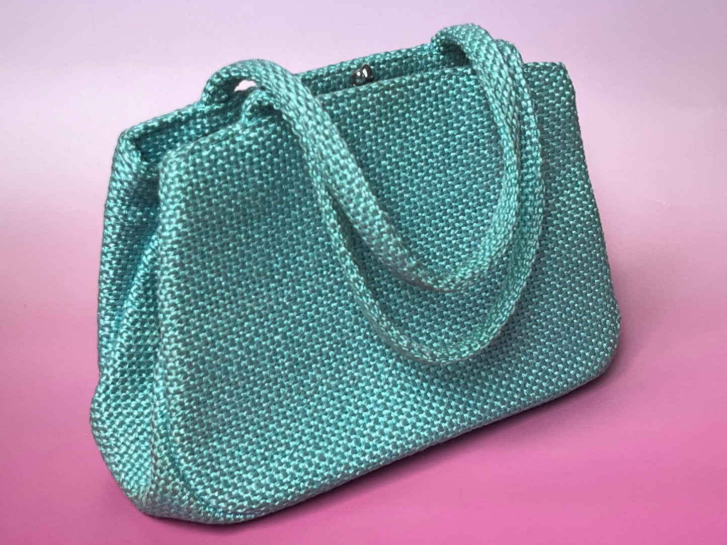 1960's JR Florida Turquoise Burlap Handbag